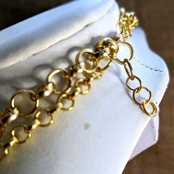 Red Reinassance Genuine Natural Rubies Collar Two Strand Necklace in Gold Plated - Picture 6 of 11